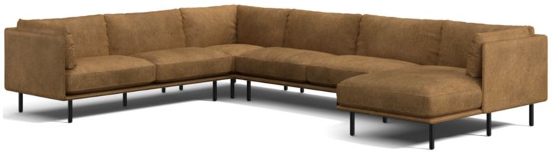 Wells Leather 4-Piece Corner Sectional Sofa with Chaise Lounge - image 0 of 10