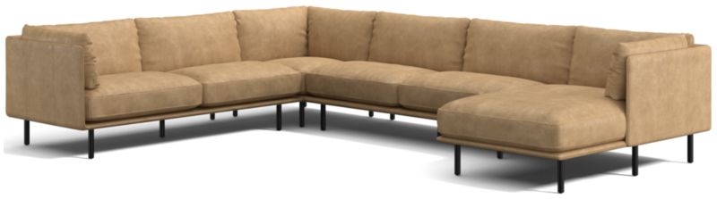 Wells Leather 4-Piece Corner Sectional Sofa with Chaise Lounge - image 0 of 10