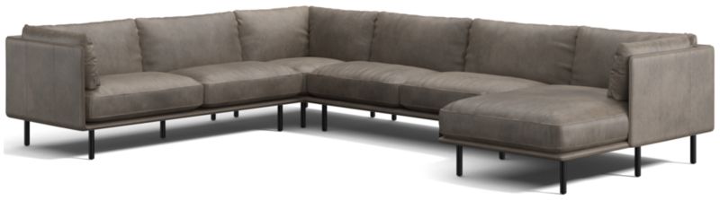 Wells Leather 4-Piece Corner Sectional Sofa with Chaise Lounge - image 0 of 10