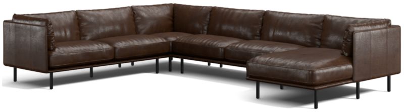 Wells Leather 4-Piece Corner Sectional Sofa with Chaise Lounge - image 0 of 10