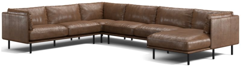 Wells Leather 4-Piece Corner Sectional Sofa with Chaise Lounge - image 0 of 10