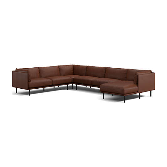 Wells Leather 4-Piece Corner Sectional Sofa with Chaise Lounge