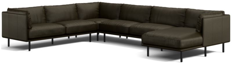 Wells Leather 4-Piece Corner Sectional Sofa with Chaise Lounge - image 0 of 10