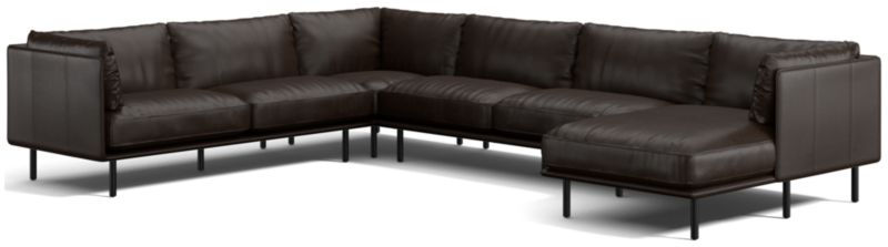 Wells Leather 4-Piece Corner Sectional Sofa with Chaise Lounge - image 0 of 11