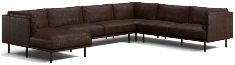 Wells Leather 4-Piece Corner Sectional Sofa with Chaise Lounge - image 0 of 10