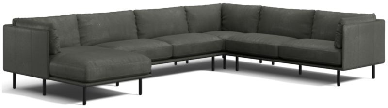 Wells Leather 4-Piece Corner Sectional Sofa with Chaise Lounge - image 0 of 11