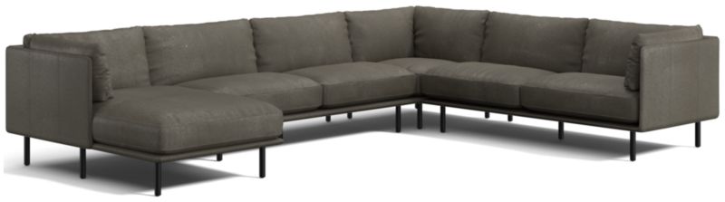 Wells Leather 4-Piece Corner Sectional Sofa with Chaise Lounge - image 0 of 11