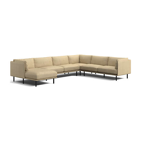 Wells Leather 4-Piece Corner Sectional Sofa with Chaise Lounge