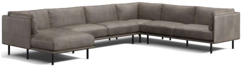 Wells Leather 4-Piece Corner Sectional Sofa with Chaise Lounge - image 0 of 10