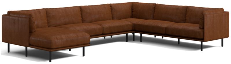 Wells Leather 4-Piece Corner Sectional Sofa with Chaise Lounge - image 0 of 10