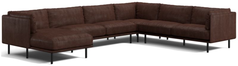 Wells Leather 4-Piece Corner Sectional Sofa with Chaise Lounge - image 0 of 10