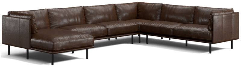 Wells Leather 4-Piece Corner Sectional Sofa with Chaise Lounge - image 0 of 10