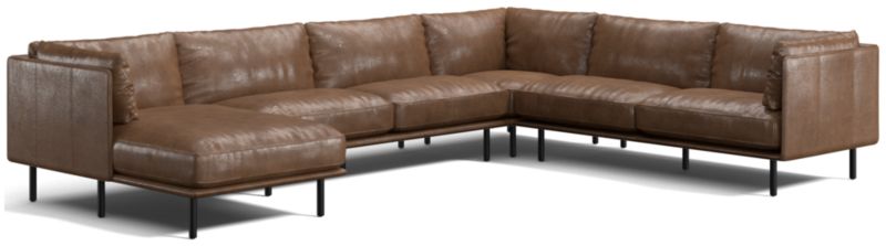 Wells Leather 4-Piece Corner Sectional Sofa with Chaise Lounge - image 0 of 10