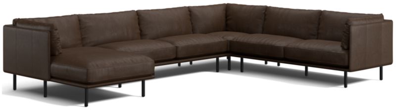 Wells Leather 4-Piece Corner Sectional Sofa with Chaise Lounge - image 0 of 10