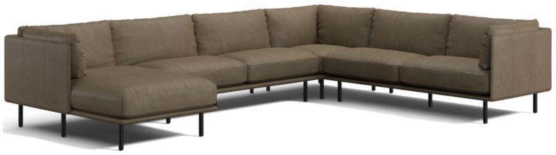 Wells Leather 4-Piece Corner Sectional Sofa with Chaise Lounge - image 0 of 10