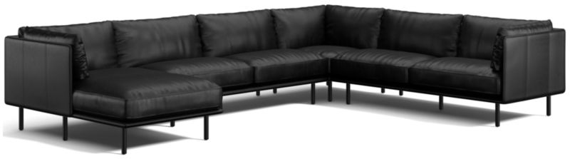 Wells Leather 4-Piece Corner Sectional Sofa with Chaise Lounge - image 0 of 11