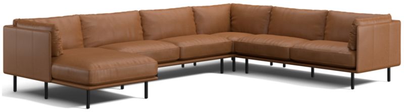 Wells Leather 4-Piece Corner Sectional Sofa with Chaise Lounge - image 0 of 11