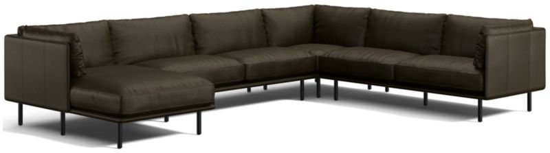 Wells Leather 4-Piece Corner Sectional Sofa with Chaise Lounge - image 0 of 10