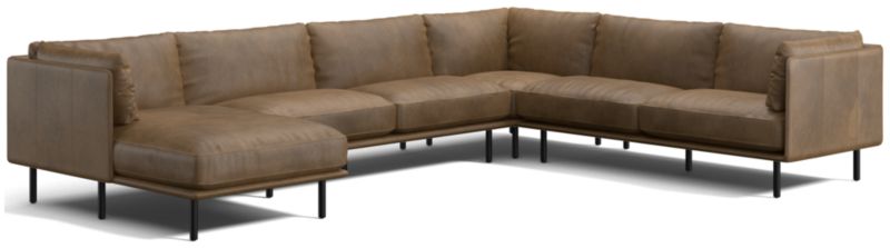 Wells Leather 4-Piece Corner Sectional Sofa with Chaise Lounge - image 0 of 10