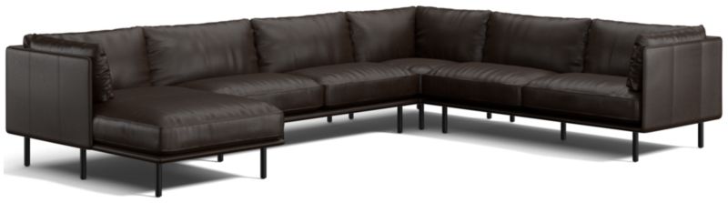 Wells Leather 4-Piece Corner Sectional Sofa with Chaise Lounge - image 0 of 11