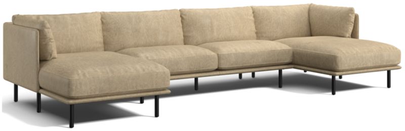 Wells Leather 3-Piece Double-Chaise Sectional Sofa - image 0 of 9