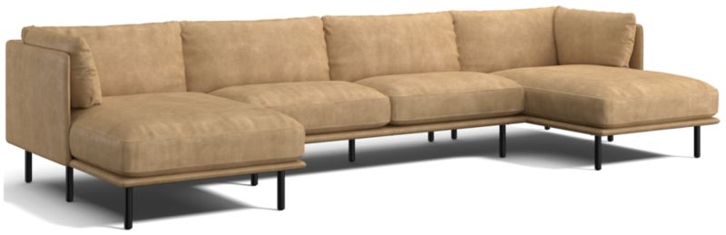 Wells Leather 3-Piece Double-Chaise Sectional Sofa - image 0 of 9