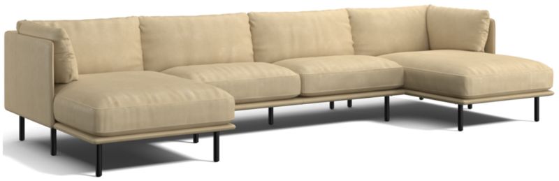 Wells Leather 3-Piece Double-Chaise Sectional Sofa - image 0 of 9