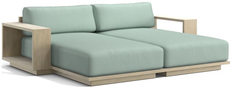Viewing product image Mallorca 86" Wood Double-Chaise Outdoor Daybed with Ivory Cushions - image 1 of 11
