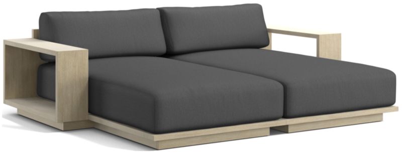 Viewing product image Mallorca 86" Wood Double-Chaise Outdoor Daybed with Ivory Cushions - image 1 of 11