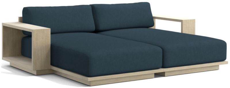 Viewing product image Mallorca 86" Wood Double-Chaise Outdoor Daybed with Ivory Cushions - image 1 of 11