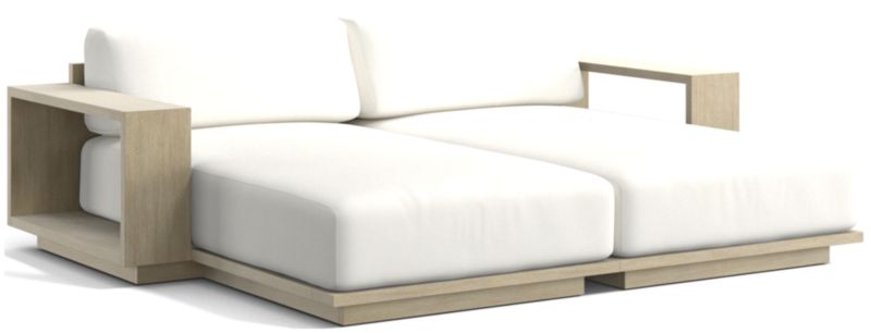 Viewing product image Mallorca 86" Wood Double-Chaise Outdoor Daybed with Ivory Cushions - image 1 of 11