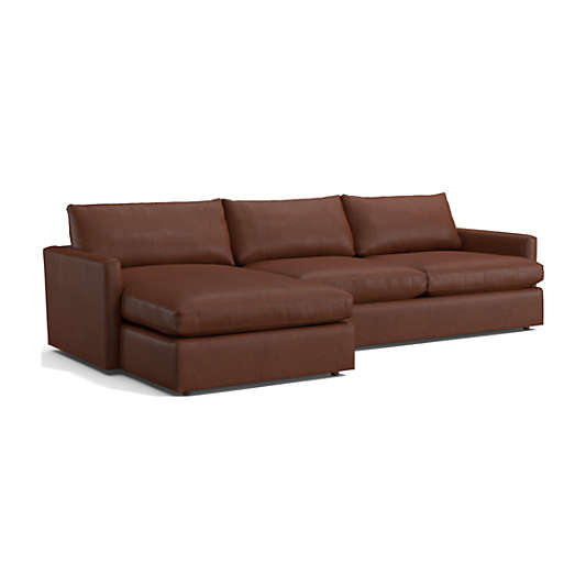 Lounge Deep Leather 2-Piece Left-Arm Chaise Sectional Sofa