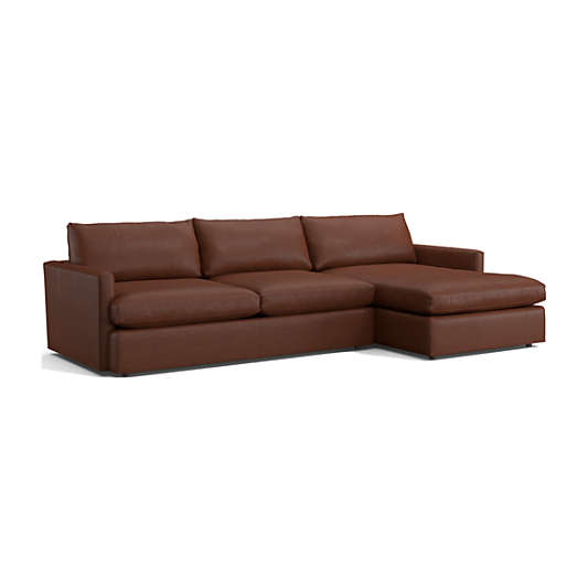 Lounge Deep Leather 2-Piece Right-Arm Chaise Sectional Sofa