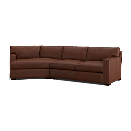 Axis Leather 2-Piece Left-Arm Angled Chaise Sectional Sofa