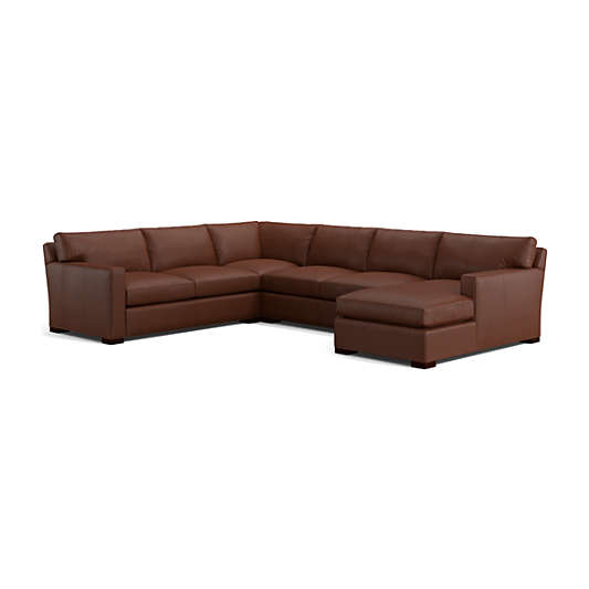 Axis Leather 4-Piece L-Shaped Sectional Sofa with Chaise Lounge