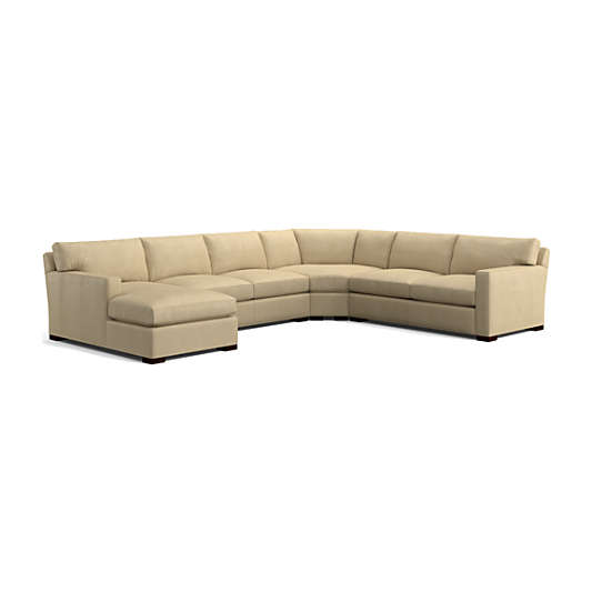 Axis Leather 4-Piece L-Shaped Wedge Sectional Sofa with Chaise Lounge