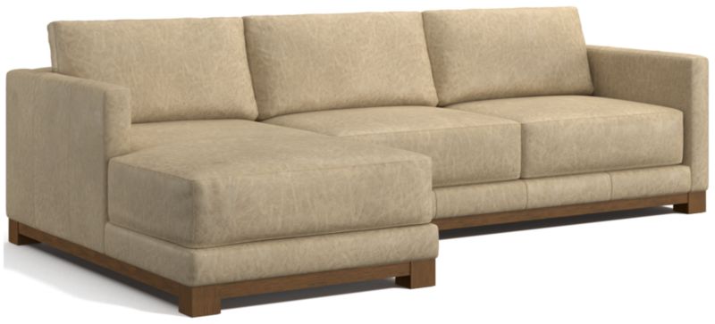 Gather Wood Base Leather 2-Piece Chaise Sectional Sofa - image 0 of 7