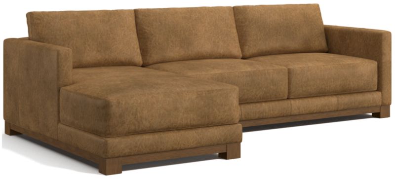 Gather Wood Base Leather 2-Piece Chaise Sectional Sofa - image 0 of 7