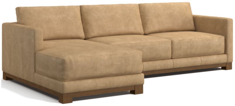 Gather Wood Base Leather 2-Piece Chaise Sectional Sofa - image 0 of 7