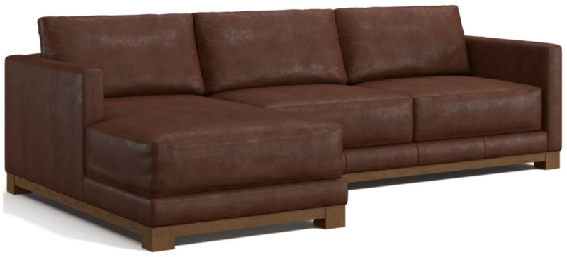 Gather Wood Base Leather 2-Piece Chaise Sectional Sofa - image 0 of 7