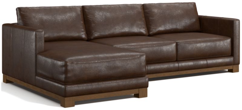 Gather Wood Base Leather 2-Piece Chaise Sectional Sofa - image 0 of 7