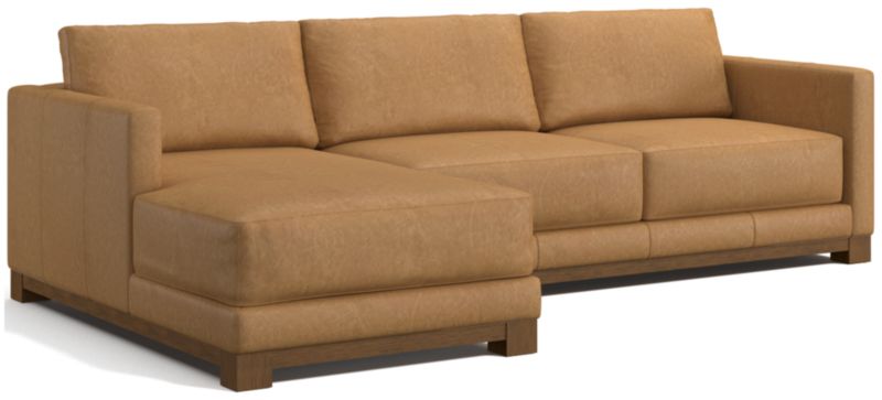 Gather Wood Base Leather 2-Piece Chaise Sectional Sofa - image 0 of 7