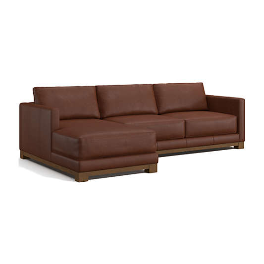 Gather Wood Base Leather 2-Piece Chaise Sectional Sofa