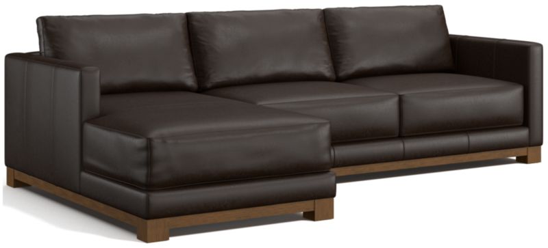 Gather Wood Base Leather 2-Piece Chaise Sectional Sofa - image 0 of 7