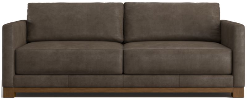 Gather Wood Base Leather Sofa 89" - image 0 of 7