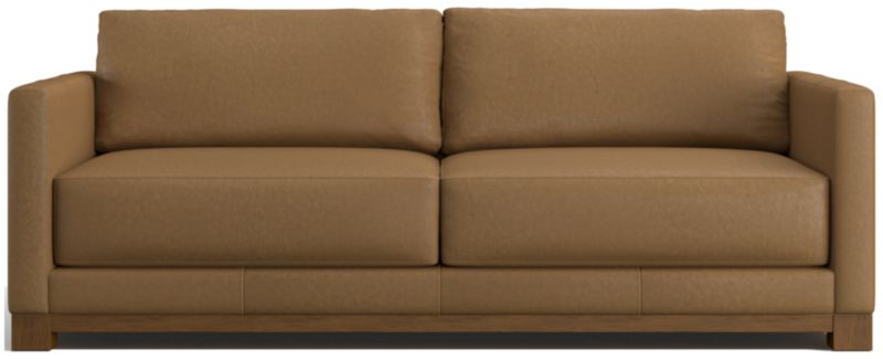 Gather Wood Base Leather Sofa 89" - image 0 of 7