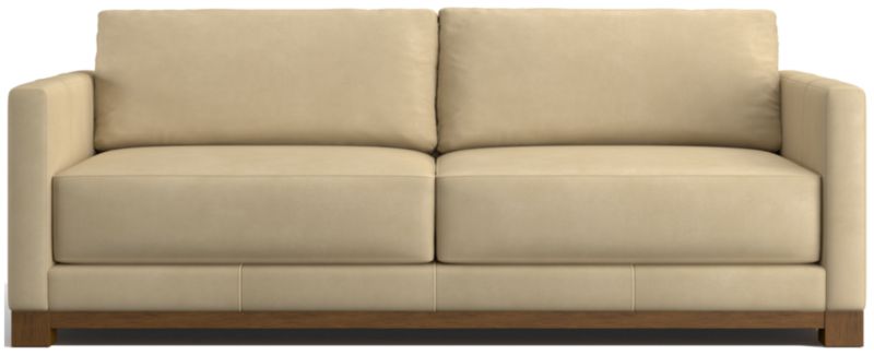 Gather Wood Base Leather Sofa 89" - image 0 of 7