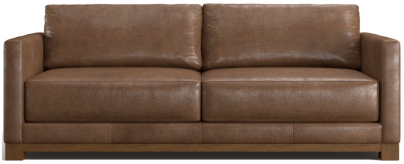 Gather Wood Base Leather Sofa 89" - image 0 of 7