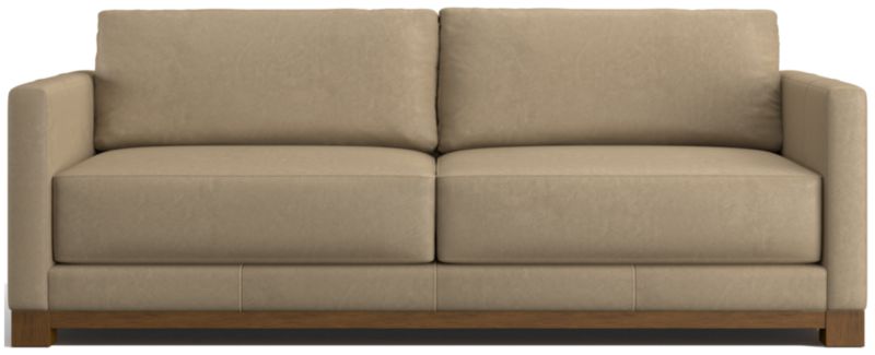 Gather Wood Base Leather Sofa 89" - image 0 of 7