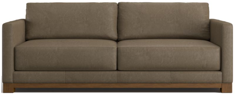 Gather Wood Base Leather Sofa 89" - image 0 of 7